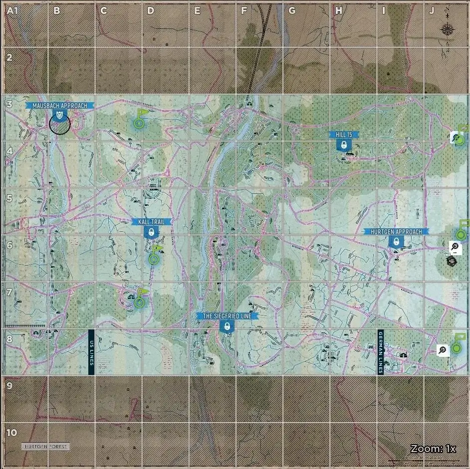 Hurtgen Forest Allies Default Garrisons map image