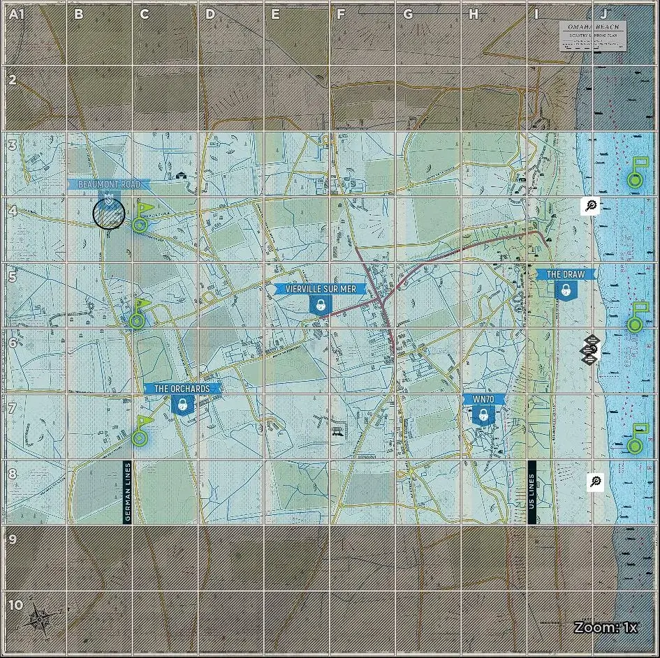Omaha Beach Axis Default Garrisons map image