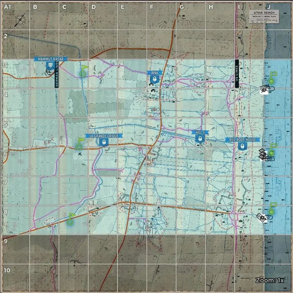 Utah Beach Axis Default Garrisons map image